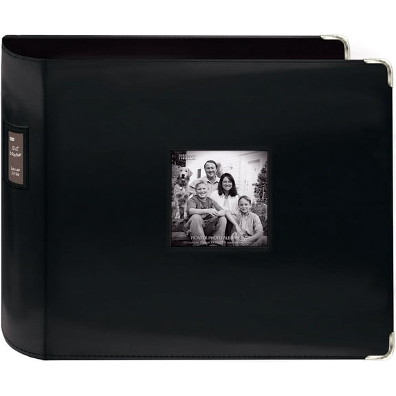 Pioneer 3-Ring Sewn Leatherette Album 12"X12"-Black