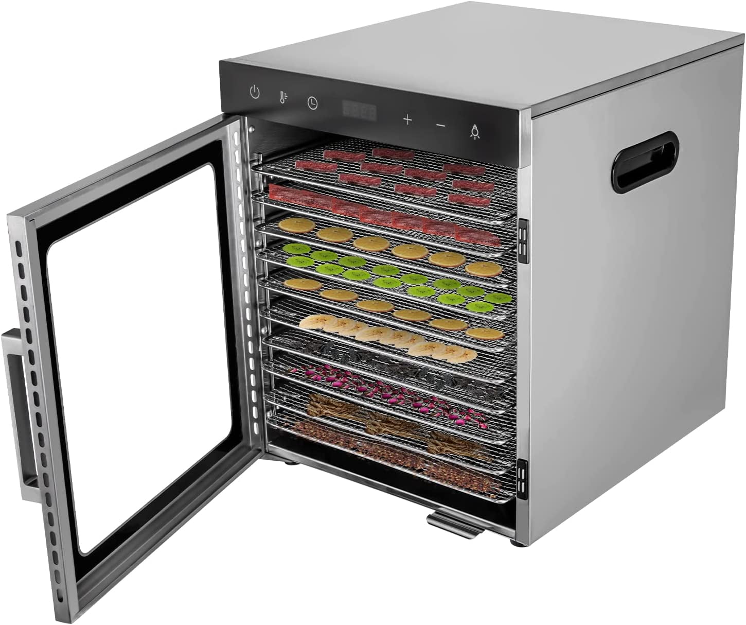 Miumaeov 10 Tray Food Dehydrator Stainless Steel Fruit Jerky Dryer