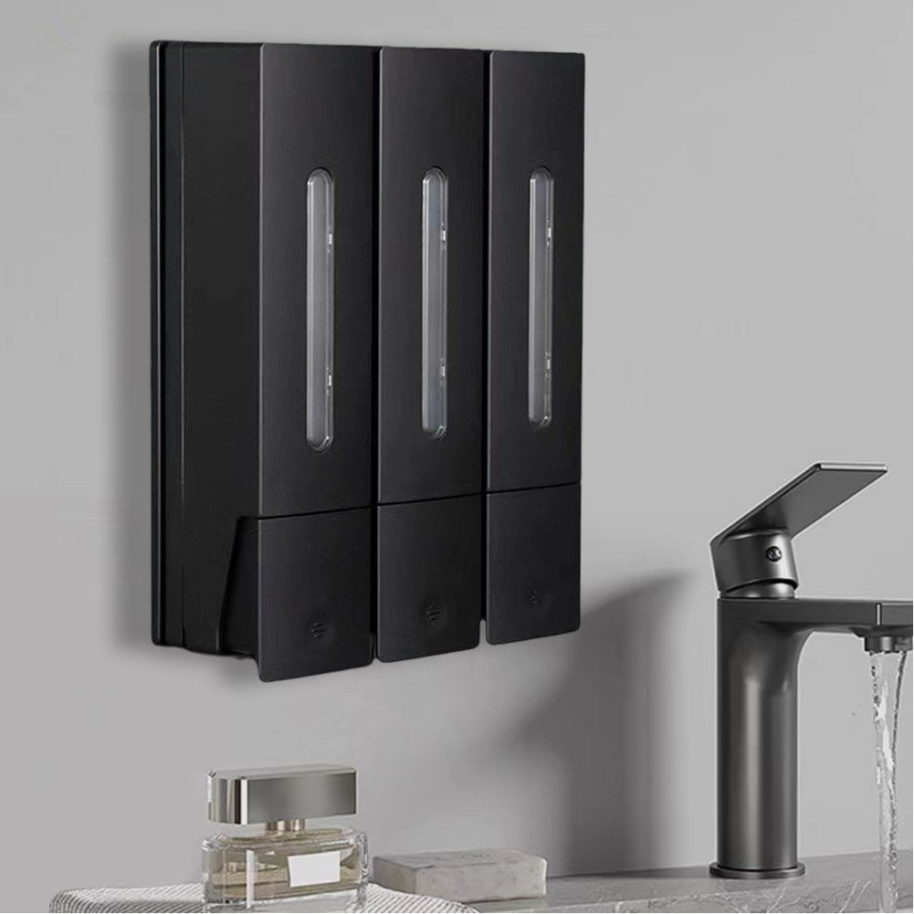 Shampoo and Conditioner Dispenser Shower Soap Dispenser Shower Dispenser 3 Chamber No Drill Shampoo Dispenser, Wall Mounted for Home Hotel