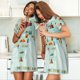 thumbnail image 4 of Fotbe World Travel Map Bata de Dormir para Mujer con Estampado, Camisón de Algodón de Manga Corta, Ropa de Dormir Casual, 4 of 6