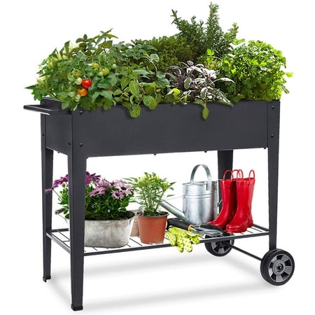 FOYUEE Raised Planter Box with Legs Outdoor Elevated Garden Bed on Wheels Gardening for Vegetables Flower Herb Patio Planting