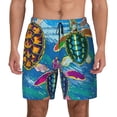 thumbnail image 2 of Picia Little Sea Turtles pattern Mens Swim Trunks with Compression Liner Stretch Beach Shorts Quick Dry with Zipper Pockets No-Chafing Board Shorts-X-Large, 2 of 9