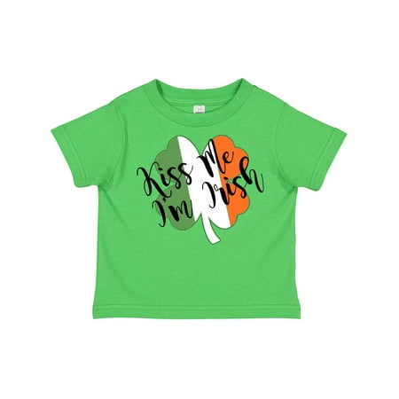 

Inktastic Kiss Me I m Irish Clover and Irish Flag Gift Toddler Boy or Toddler Girl T-Shirt