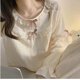 thumbnail image 3 of Conjunto de pijama para mujer, 2 piezas, ropa de descanso, manga larga, pantalones superiores, ropa para otoño, blanco, L, 3 of 7