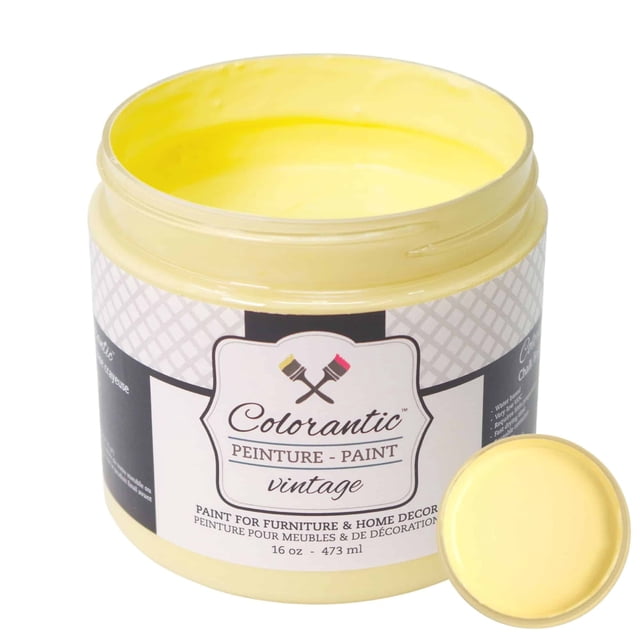 Colorantic | LEMON PIE Chalk Paint Based for Furniture DIY - LIGHT YELLOW - 16 oz
