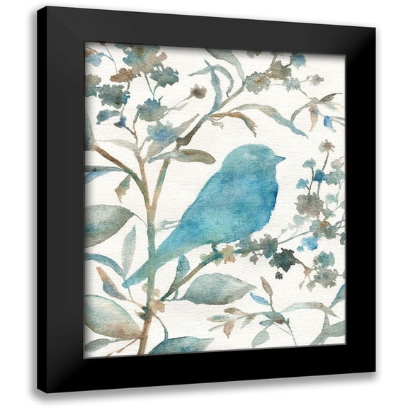 Robinson, Carol 12x14 Black Modern Framed Museum Art Print Titled - Teal Bluebird Silhouette III