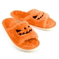 thumbnail image 2 of Holiday Savings 2022! Feltree Halloween Lantern Pumpkin Slippers Soft Plush Cozy Open Toe Women Indoor or Outdoor Fuzzy Slippers Gifts For Girls Ladies Women Girlfriend, 2 of 5