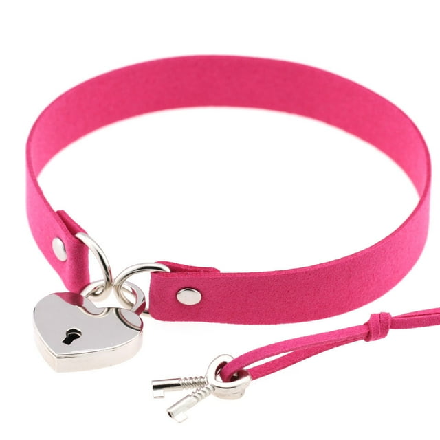 Collier Ras du Cou en Cuir Punk Premium en Cuir Végan et Collier avec Pendentif Élégant Rose Rouge