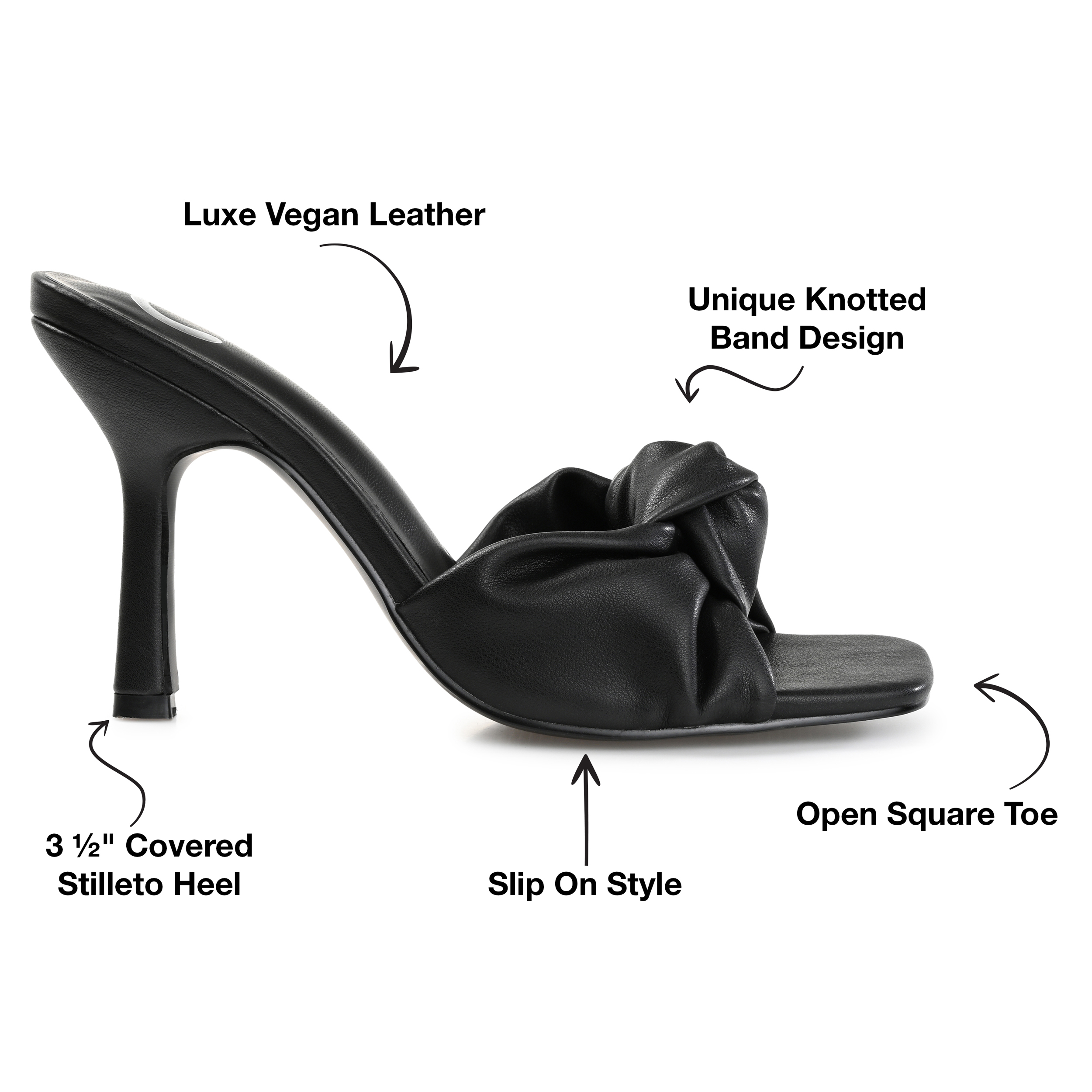 Journee Collection Womens Diorra Knot-Front Faux Leather Slide Sandals