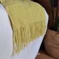 thumbnail image 4 of LOMAO Knitted Throw Blanket with Tassels Bubble Textured Lightweight Throws for Bed,Chair,Sofa,Living Room,Home Decor (Lemon Yellow,50*60 in), 4 of 7