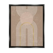 Stupell Industries Striped Arch Shapes Geometric Graphic Art Jet Black Floating Framed Canvas Print Wall Art, Design by Caroline Alfreds