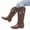Brown, variant on Women's Western Cowboy Boots with Embroidered Stars, Chunky Heel Fashion Boots Pointed Toe Mid-Calf Riding Boots