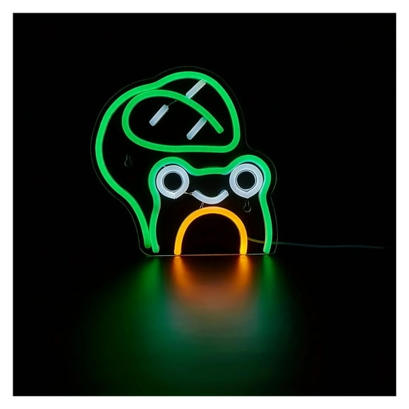 Frog Green LED Neon Sign, For Bedroom Room Wall Decoration Neon Sign, Holiday Party Decoration Sign Lamp 22.8cm×22.3cm