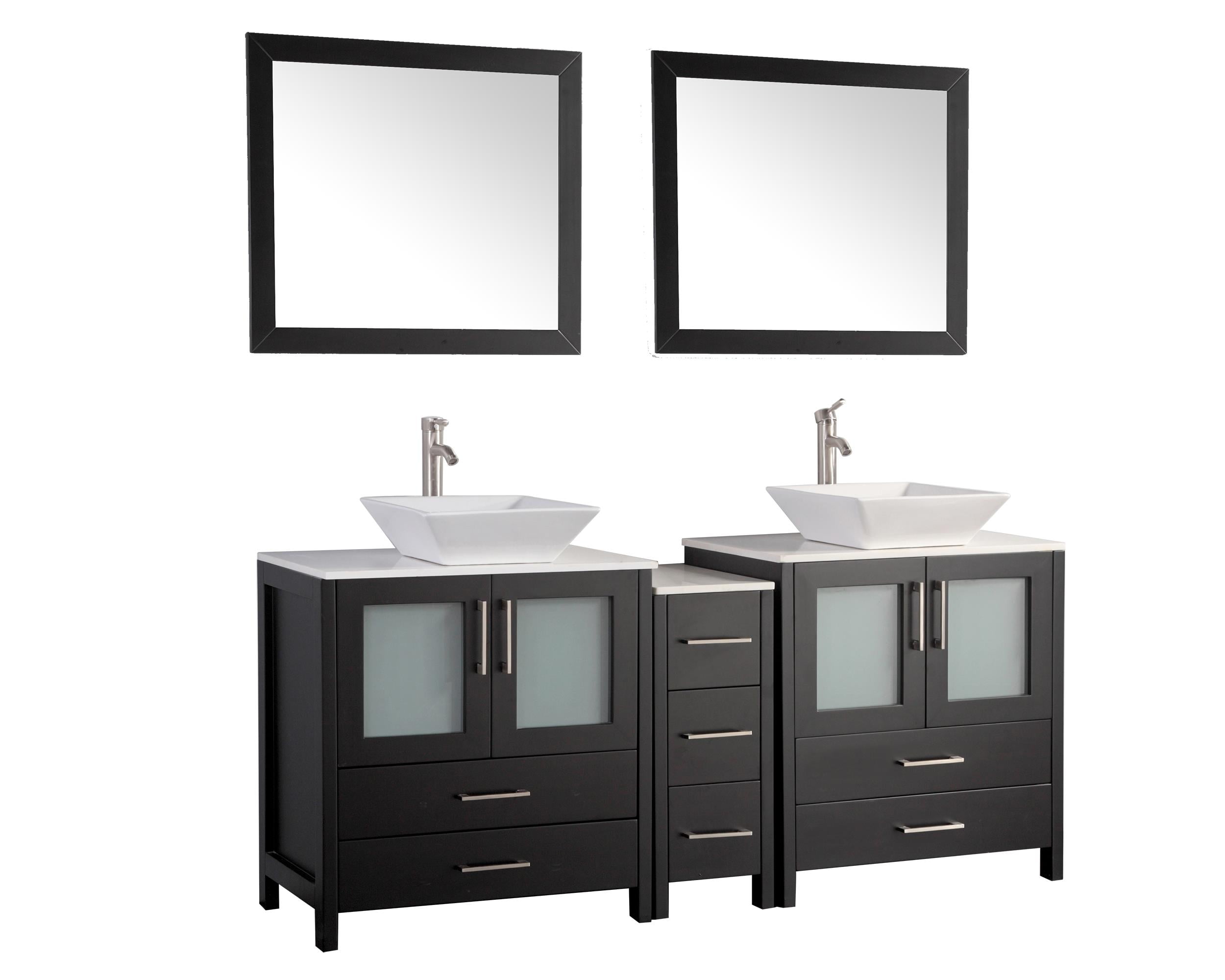 Vanity Art 72 inch double sink bathroom vanity set with ceramic vanity