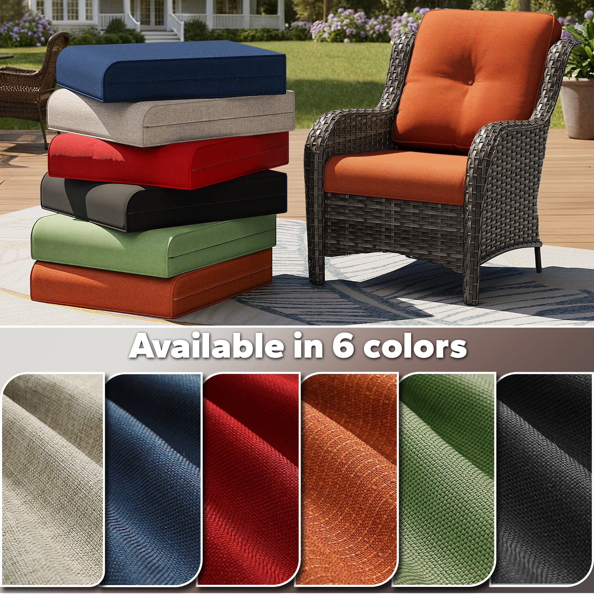 MeetLeisure 4 Inch Outdoor Cushions, Suitable for Patio Furniture, Water-Resistant & Fade-Resistant, 1 Set, Orange