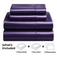 thumbnail image 4 of Satin Sheets King [4-Piece, Purple] Hotel Luxury Silky Bed Sheets - Extra Soft 1800 Microfiber Sheet Set, Wrinkle, Fade, Stain Resistant - Deep Pocket Fitted Sheet, Flat Sheet, Pillow Cases, 4 of 8