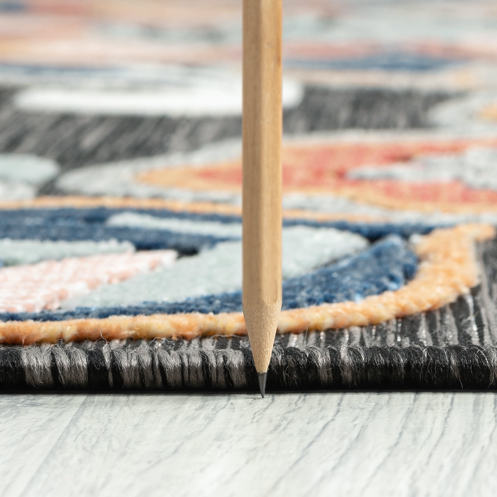 Bliss Rugs Floral Indoor Outdoor Rug Water Resistant Runner Rug for Patio, Hallway, Entryway, Deck, Black ,2' x 8'