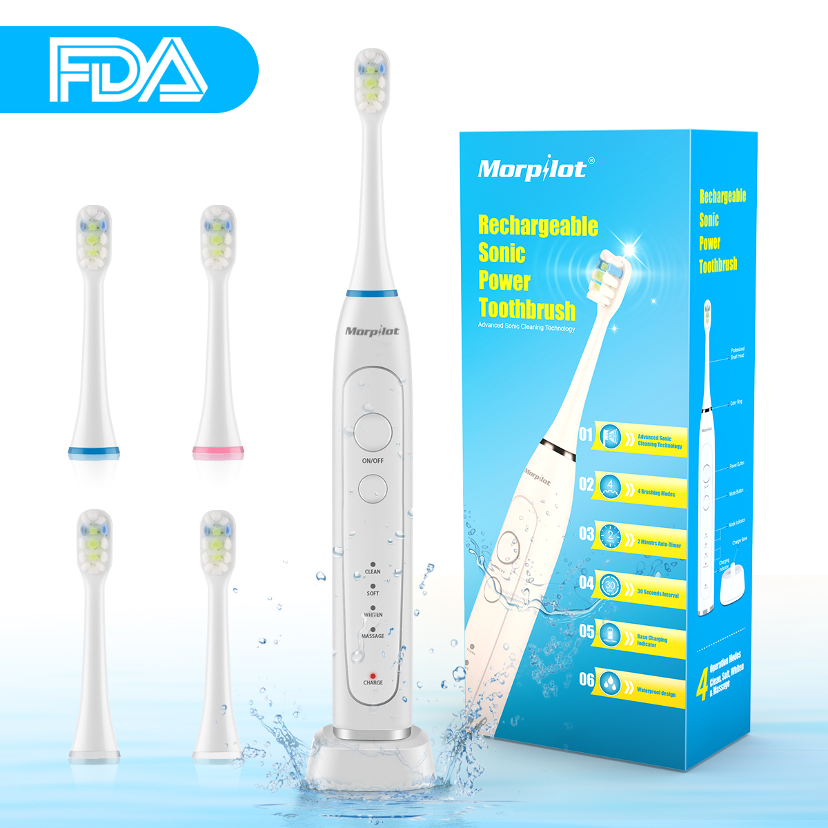 Electronic Toothbrush,Rechargeable Toothbrush Powerful Cleaning Whiten
