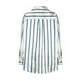 thumbnail image 5 of Olyvenn Fashion Women Satin Button Down Shirts Striped Long Sleeve Tops Silk V Neck Dressy Casual Loose Fit Work Office Blouse Tunic Blue L, 5 of 8