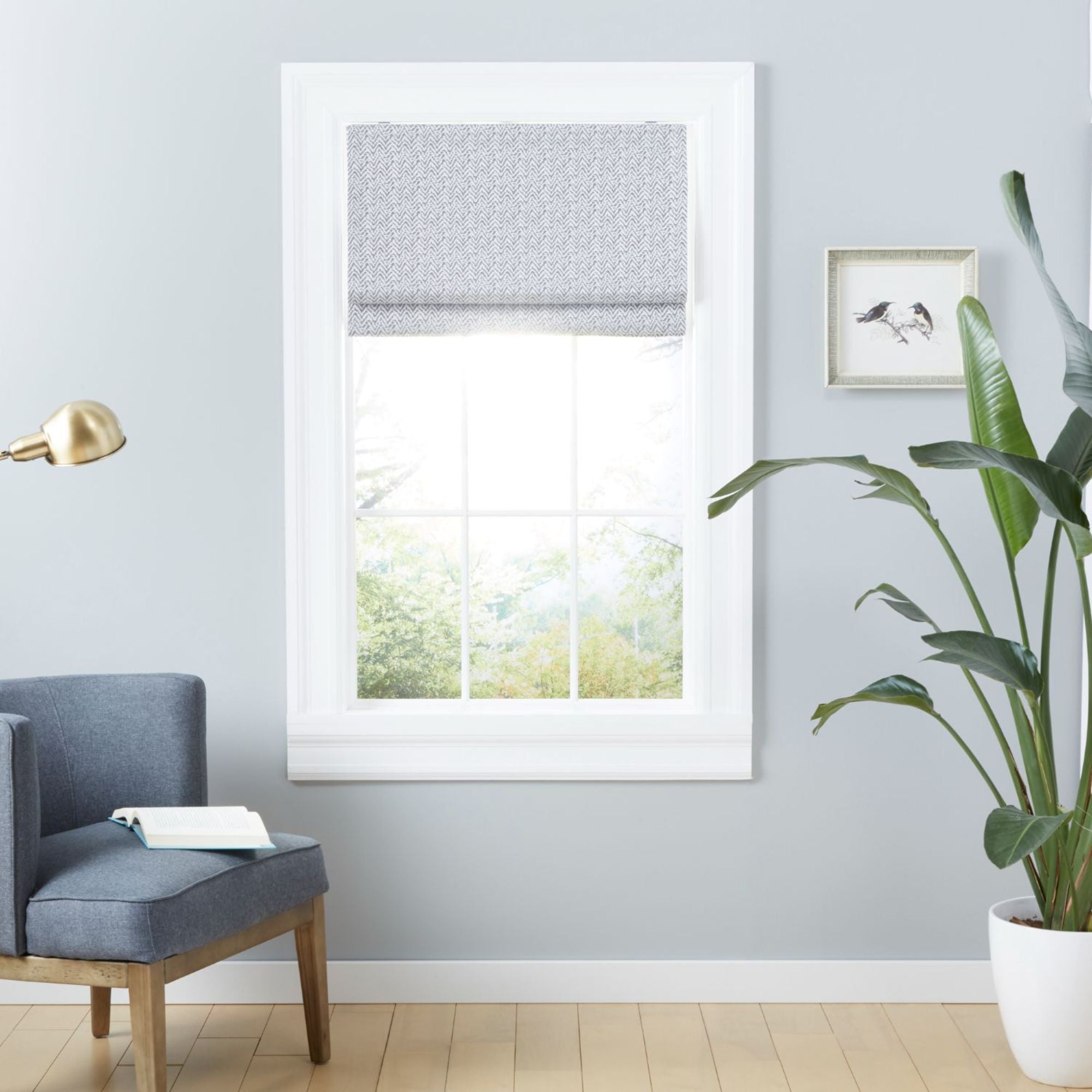 Exclusive Home Esme Total Blackout Roman Shade, 27"x64", Dark Grey