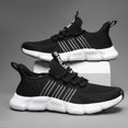 thumbnail image 2 of Men's & Unisex Slip-On Sneakers - Breathable Lightweight Sneaker Shoes with Cushioned Sole, Low-Top Striped Athletic Footwear Suitable for Running, Gym, Casual Wear - Spring Summer Fall On/Off Sneake, 2 of 9