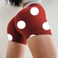 thumbnail image 2 of Women's Workout Shorts Polka Dot Print Elastic High Waist Short Leggings Yoga Shorts Loungewear Shorts Comfy Soft Short Pants Red,XL, 2 of 6