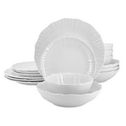 Elama Millie 16 Piece Double Bowl Porcelain Dinnerware Set in White