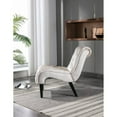 thumbnail image 4 of GZXS Armless Accent Chair, Upholstered Button Tufted Living Room Chairs with Wood Legs, Comfy Velvet Lounge Chair Reading Chair for Bedroom, Beige, 4 of 9