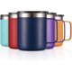 thumbnail image 2 of Sliding Lid- NavyTaza de café aislada de acero inoxidable de 12 oz con asa, taza de viaje al vacío de doble pared, vaso con tapa deslizante, azul marino, 2 of 5