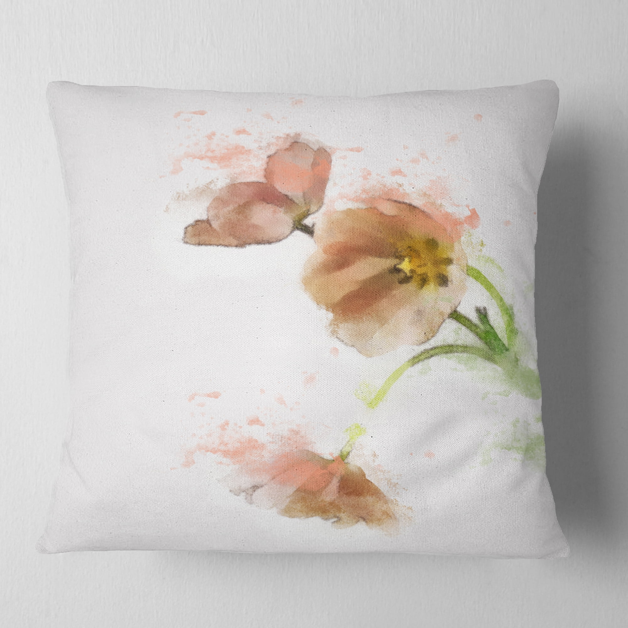 Designart Cute Tulips Illustration Watercolor - Floral Throw Pillow - 18x18