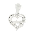 thumbnail image 1 of 14k Gold White Rhodium, Amor Heart Pendant Charm Created CZ 17mm with 16" Dainty Neck Chain, 1 of 7