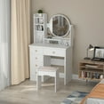thumbnail image 2 of WIAWG 1 Piece Adult Contemporary Multifunctional Vanity Set with Mirror and 5 Drawers, White, 2 of 6