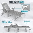 thumbnail image 2 of Wood Look Set of 2 HDPE Outdoor Chaise Lounge Chair, Rolling Pool Lounger, Gray, 2 of 8