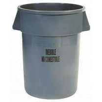Rubbermaid Commercial 44 gal Round Trash Can, Gray, 27 in Dia, Open Top, Polyethylene