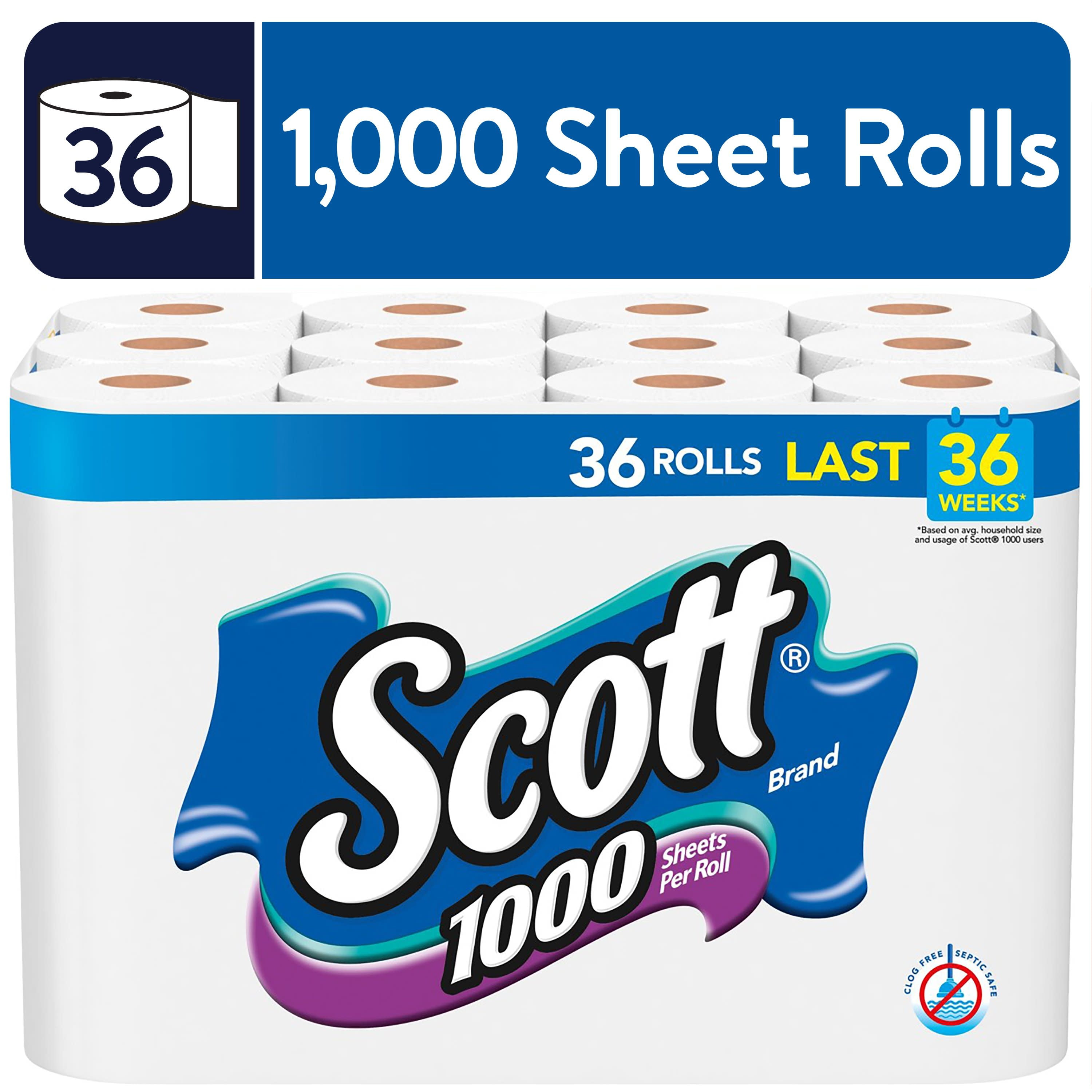 Scott 1,000 Toilet Paper, 36 Rolls, 1,000 Sheets per Roll