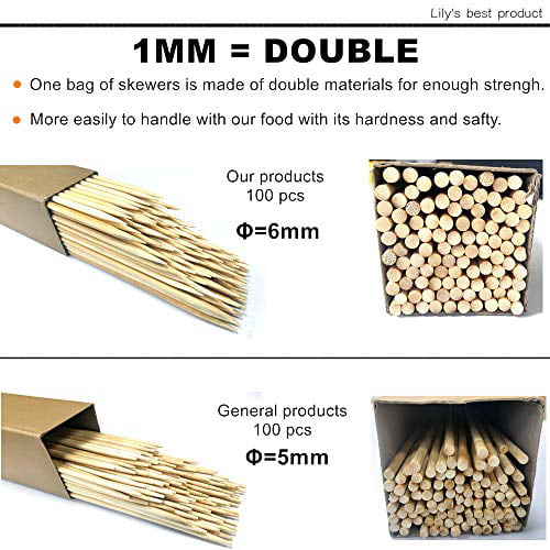 Bamboo Marshmallow Roasting Sticks with 30 Inch 5mm Thick Extra Long Heavy Duty 