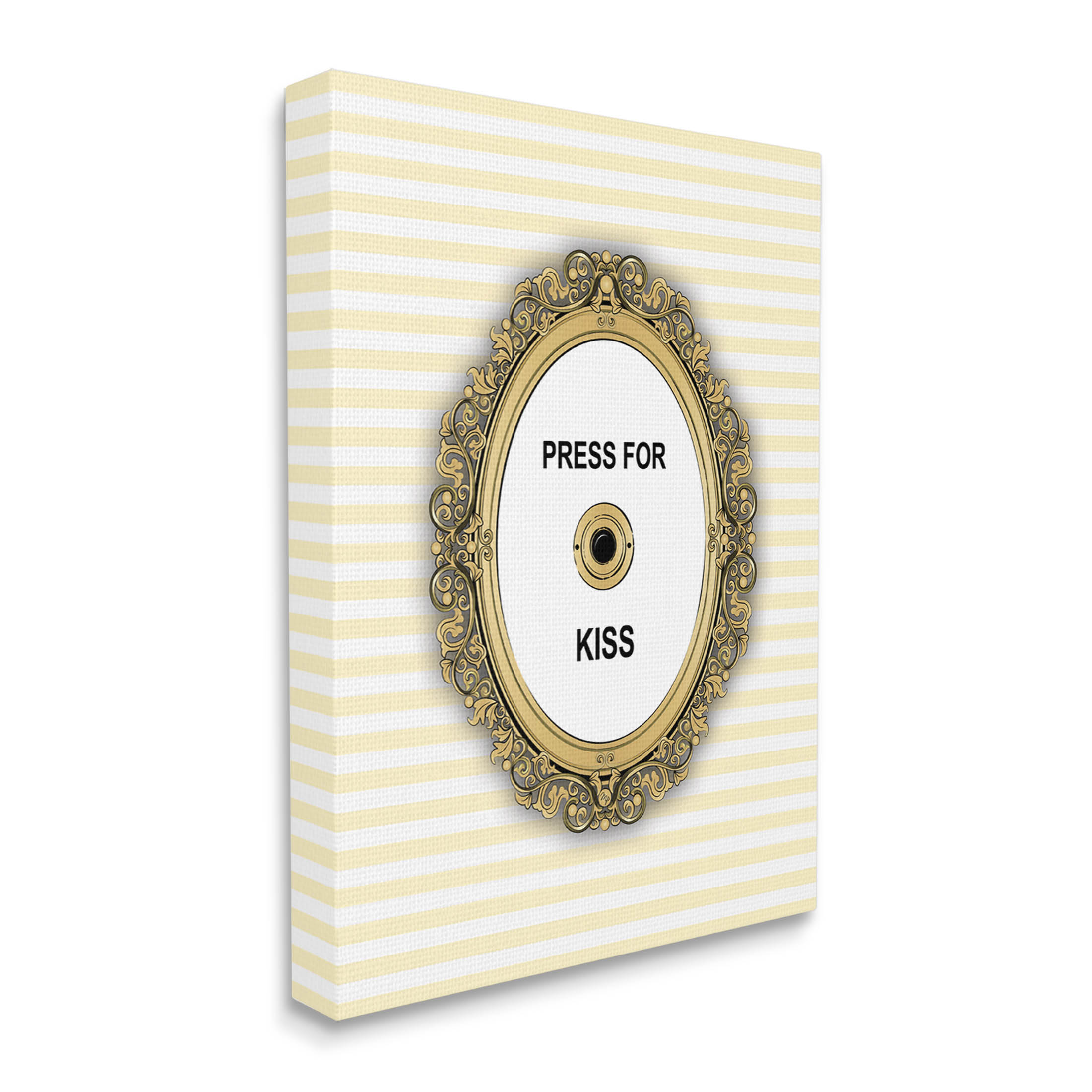 Stupell Industries Press For Kiss Romance Graphic Art Gallery Wrapped Canvas Print Wall Art, Design by Martina Pavlova
