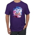 thumbnail image 1 of Wild Bobby, Cute Trippy Space Cat Riding Pizza, Animal Lover, Men Graphic Tees, Purple, Medium, 1 of 3