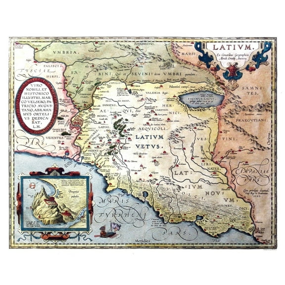 Historic Map - Lazio Italy - Ortelius 1570 - Vintage Wall Art