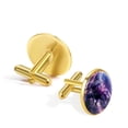 thumbnail image 3 of PhooArto Men's Classic Stainless Steel, Cool Dinosaur on Purple Galaxy Cufflinks Business Wedding Shirts, Golden, 3 of 7