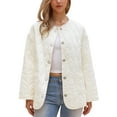 thumbnail image 1 of CHAQUETA ACOLCHADA ELEGANTE INSPIRE CHIC PARA MUJERES, CHAQUETAS DE PLUMAS ACOLCHADAS DE MANGA LARGA CON CIERRE DE BOTÓN A PRESIÓN XL BLANCA, 1 of 6