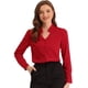 thumbnail image 1 of Elegante camisa abotonada cuello alto con escote en V recortado carrera primavera para mujer Rojo XS, 1 of 5
