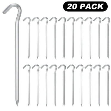 Woooli 20 Pack Heavy Duty Tent Stakes, 7 Inch Garden Stake Pegs, Galvanized Steel Pegs for Yard and Outdoor Decorations, Metal Ground Stakes for Camping, Garden or Inflatable