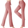 thumbnail image 2 of Womens Casual Wide Leg Palazzo Pants Summer High Waist Straight Leg Lounge Trousers Lightweight Pants Pockets Ladies Beach Vacation Pants Flowy Lightweight Comfy Lounge Clothes White, 2 of 9