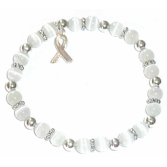 Cervical Cancer Bracelet - Bone Cancer Bracelet- Stretch White Cancer Awareness Bracelets - Fits Adults, Packaged