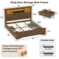 thumbnail image 5 of ANPOO Farmhouse King Size Bed Frame with 51" Tall Headboard & 4 Drawers, King Bed Frame and Headboard with LED Lights & Charging Ports, No Box Spring Needed, Wooden, Rustic Brown, 5 of 12