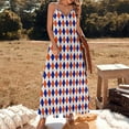 thumbnail image 3 of Orange And Blue Traditional Argyle All Over Print Sleeveless Dress Women's Evening Dress Womans Clothing, 3 of 9