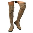 thumbnail image 3 of Xiaoxatg Stylish Women's Knee High Boots with Flock Material and Round Toe Design for Fashionable High Heel 8 Khaki, 3 of 7