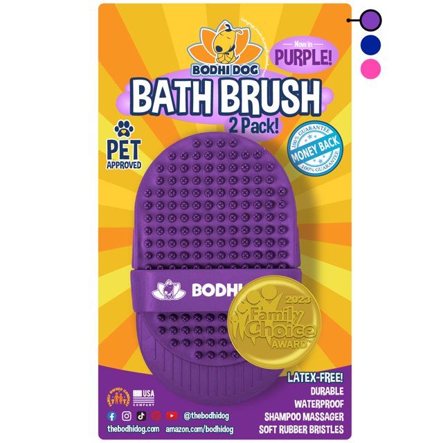 Cepillo de champú para perros Bodhi | Suministros de baño y ducha para mascotas para perros y gatos | Cepillo de baño para perros para el cuidado de perros | Depurador de perros de pelo largo y corto