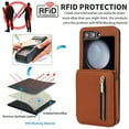 thumbnail image 2 of for Samsung Galaxy Z Flip 5 Luxury Zipper Wallet Phone Case, Multi-function Kickstand Card Holder Adjustable Crossbody Strap, Fashion Flip Case for Women and Girls RFID Blocking - Brown, 2 of 8